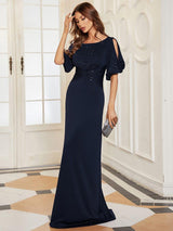 ever VICOTIRE|Trendy Round Neck Bodycon Wedding Guest Dress with Sleeves