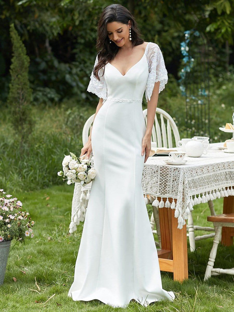 ever SLOANE|Sexy V Neck Maxi Bodycon Evening Dress with Flare Sleeves