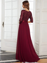ever FLORENCE|Elegant Round Neckline Long Sleeves Sequin Evening Dress