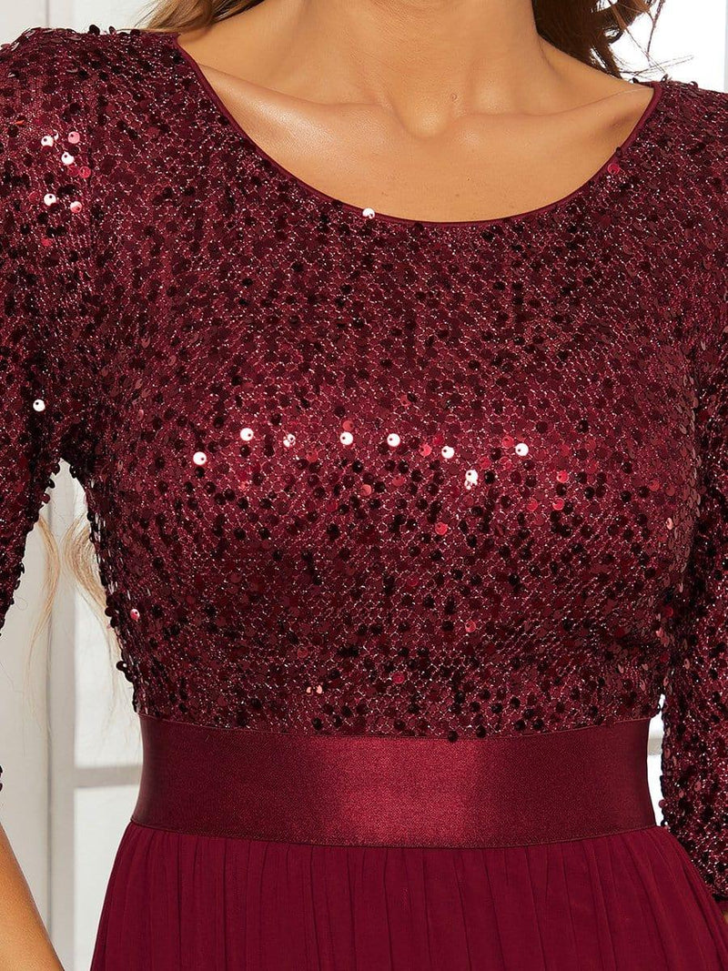 ever FLORENCE|Elegant Round Neckline Long Sleeves Sequin Evening Dress