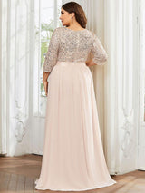 ever FLORENCE|Elegant Round Neckline Long Sleeves Sequin Evening Dress
