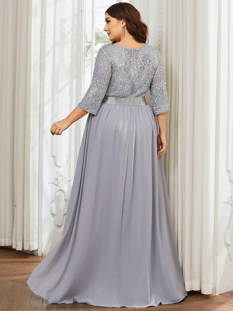 ever FLORENCE|Elegant Round Neckline Long Sleeves Sequin Evening Dress