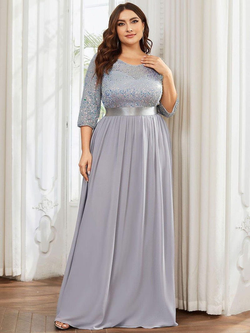 ever FLORENCE|Elegant Round Neckline Long Sleeves Sequin Evening Dress
