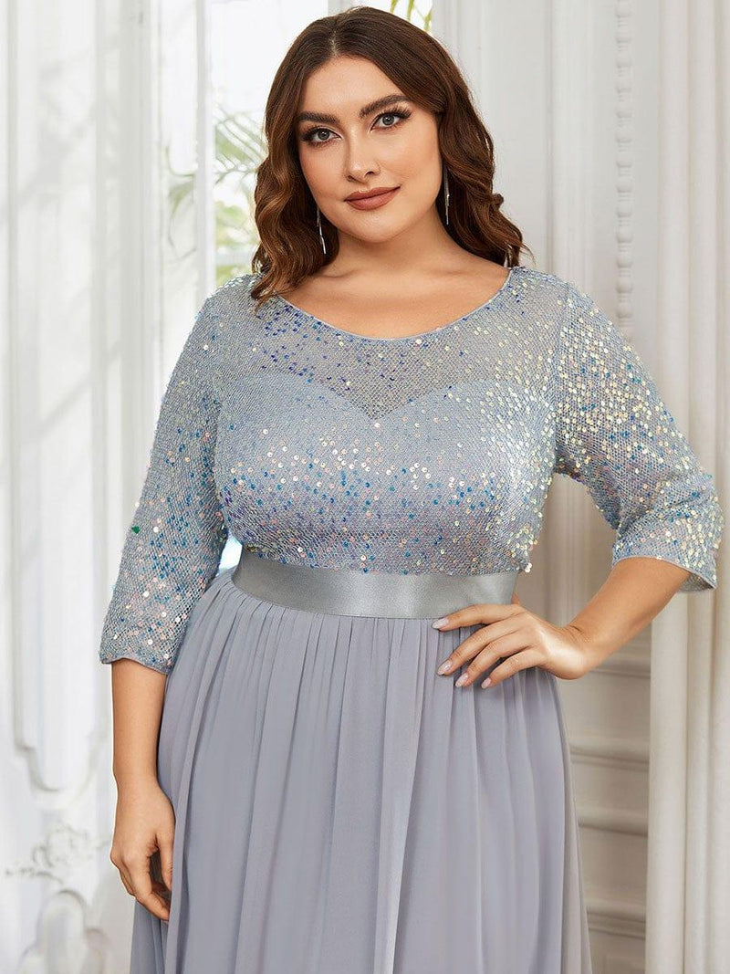 ever FLORENCE|Elegant Round Neckline Long Sleeves Sequin Evening Dress