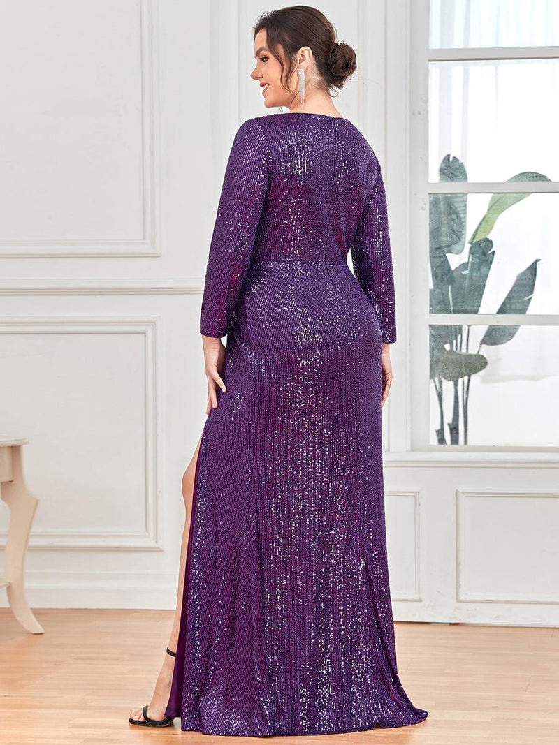 pretty NYX|Plus Size Sexy Deep V-Neck Sequin Bodice Formal Evening Gowns