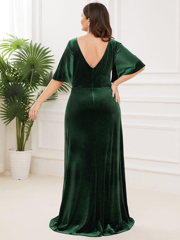 pretty REINE|Vintage Plus Size Velvet Maxi Evening Dress
