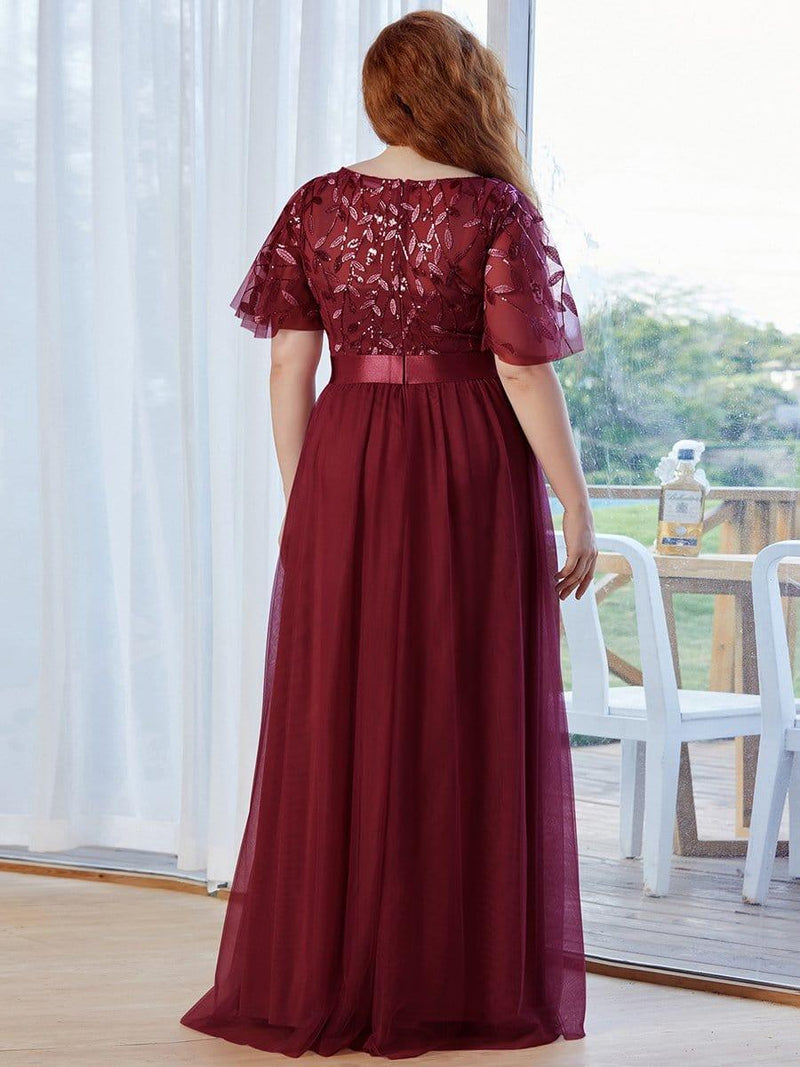 pretty SAPHIR|Plus Size Sequin Bodice Long Formal Evening Dresses