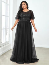pretty SAPHIR|Plus Size Sequin Bodice Long Formal Evening Dresses