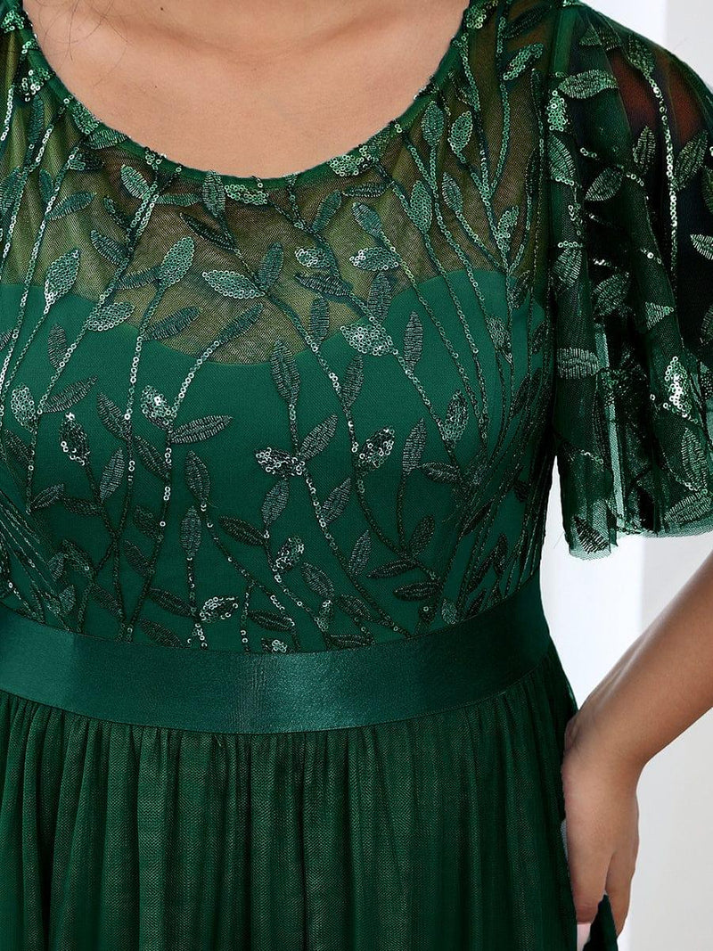pretty SAPHIR|Plus Size Sequin Bodice Long Formal Evening Dresses