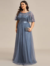pretty SAPHIR|Plus Size Sequin Bodice Long Formal Evening Dresses