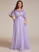 pretty SAPHIR|Plus Size Women's Embroidery Evening Dresses with Short Sleeve