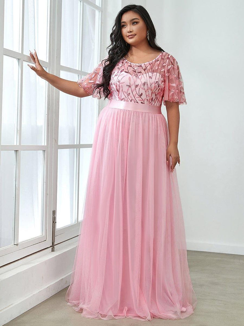 pretty SAPHIR|Plus Size Sequin Bodice Long Formal Evening Dresses