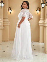 ever SAPHIR|Women's A-Line Short Sleeve Embroidery Floor Length Evening Dresses