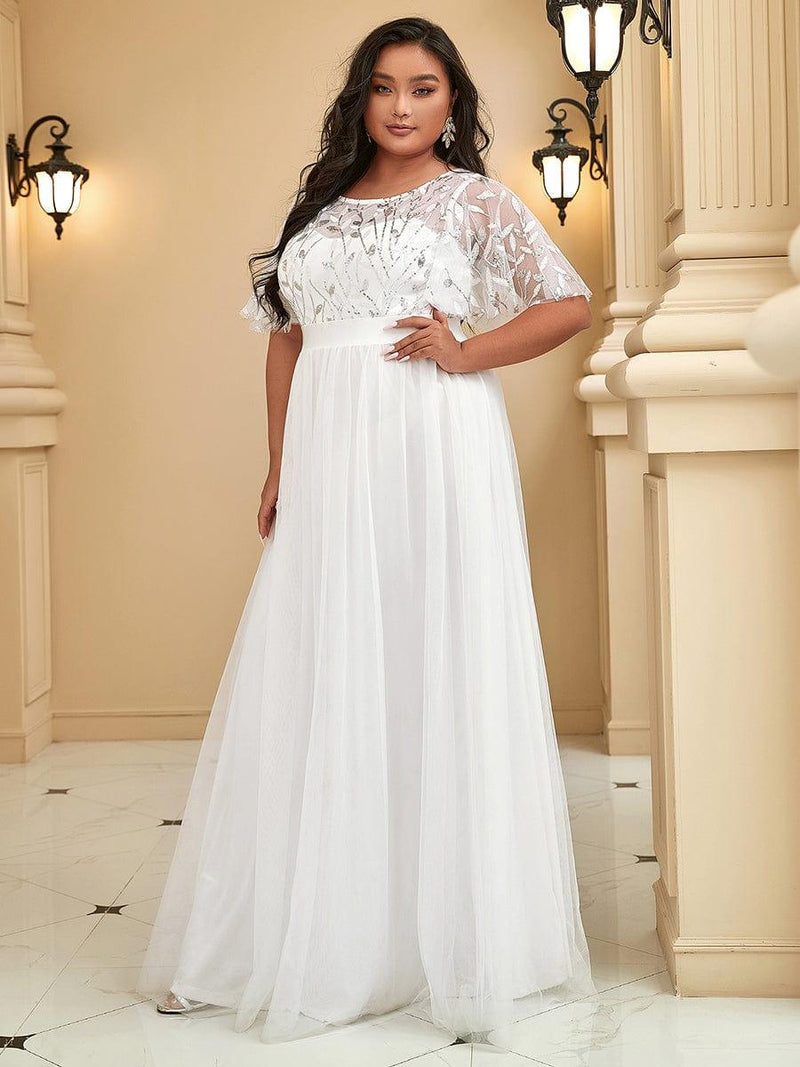 pretty SAPHIR|Plus Size Sequin Bodice Long Formal Evening Dresses