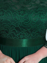 pretty FAUN|Simple Plus Size Lace Evening Dress with Half Sleeves