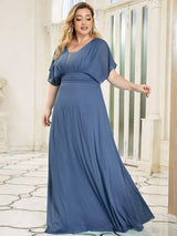 pretty AMBRYN|Plus Size Empire Waist Chiffon Formal Maxi Evening Dress