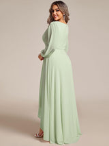 ever GRIFFIN|A-Line Pleated See-Through Long Lantern Midi Chiffon Bridesmaid Dress