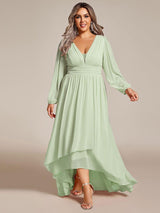 ever GRIFFIN|A-Line Pleated See-Through Long Lantern Midi Chiffon Bridesmaid Dress