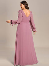 ever IVORY|Open Lantern Sleeve A-Line Bridesmaid Dress