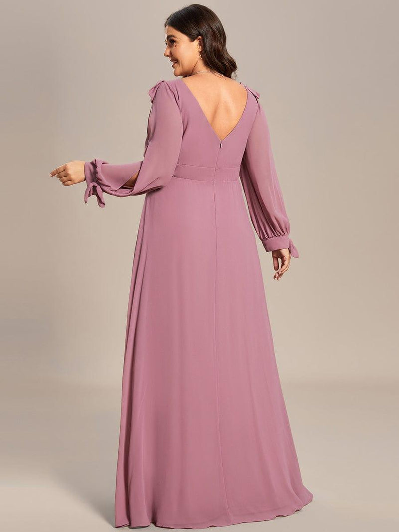 ever IVORY|Open Lantern Sleeve A-Line Bridesmaid Dress