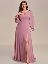 ever IVORY|Open Lantern Sleeve A-Line Bridesmaid Dress