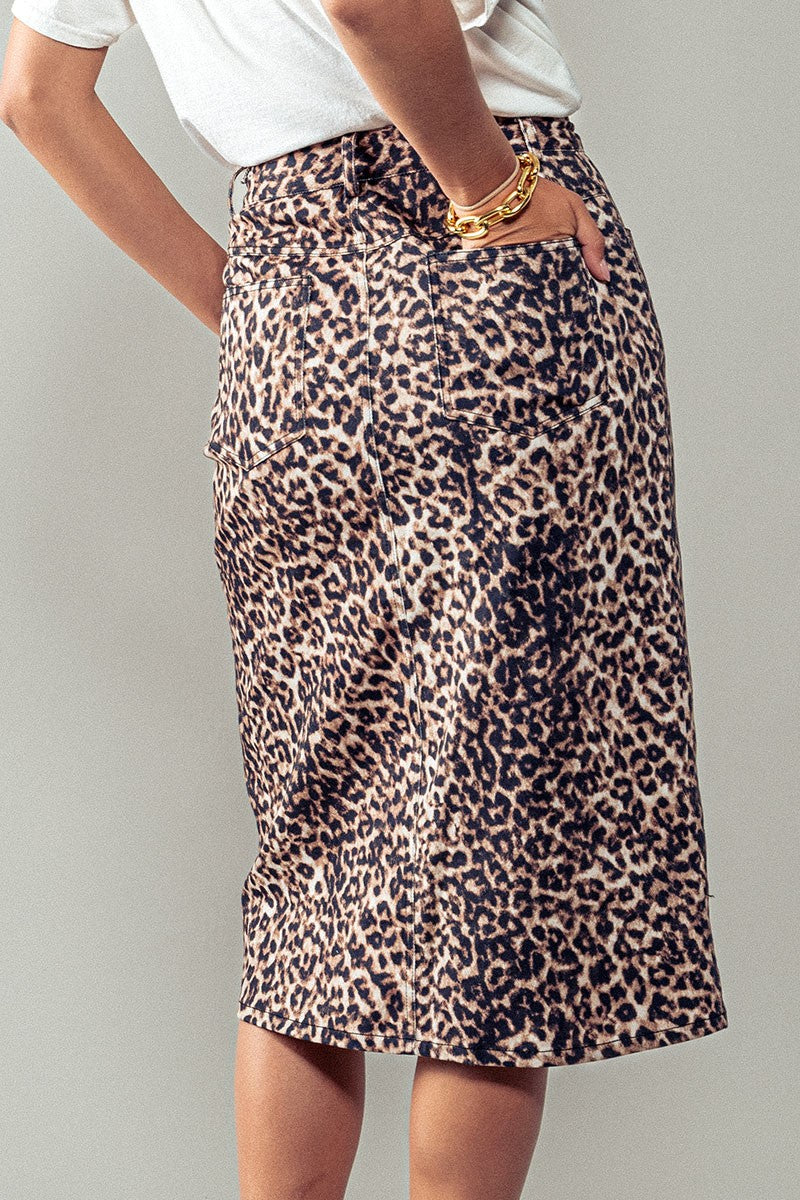 Midi Leopard Print Skirt