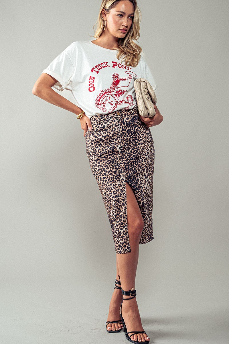 Midi Leopard Print Skirt