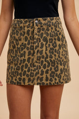 Leopard cargo mini skirt