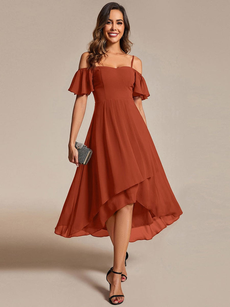 ever JORDANE|Spaghetti Strap Cold Shoulder Chiffon A-Line Midi Wedding Guest Dress