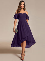 ever JORDANE|Spaghetti Strap Cold Shoulder Chiffon A-Line Midi Wedding Guest Dress