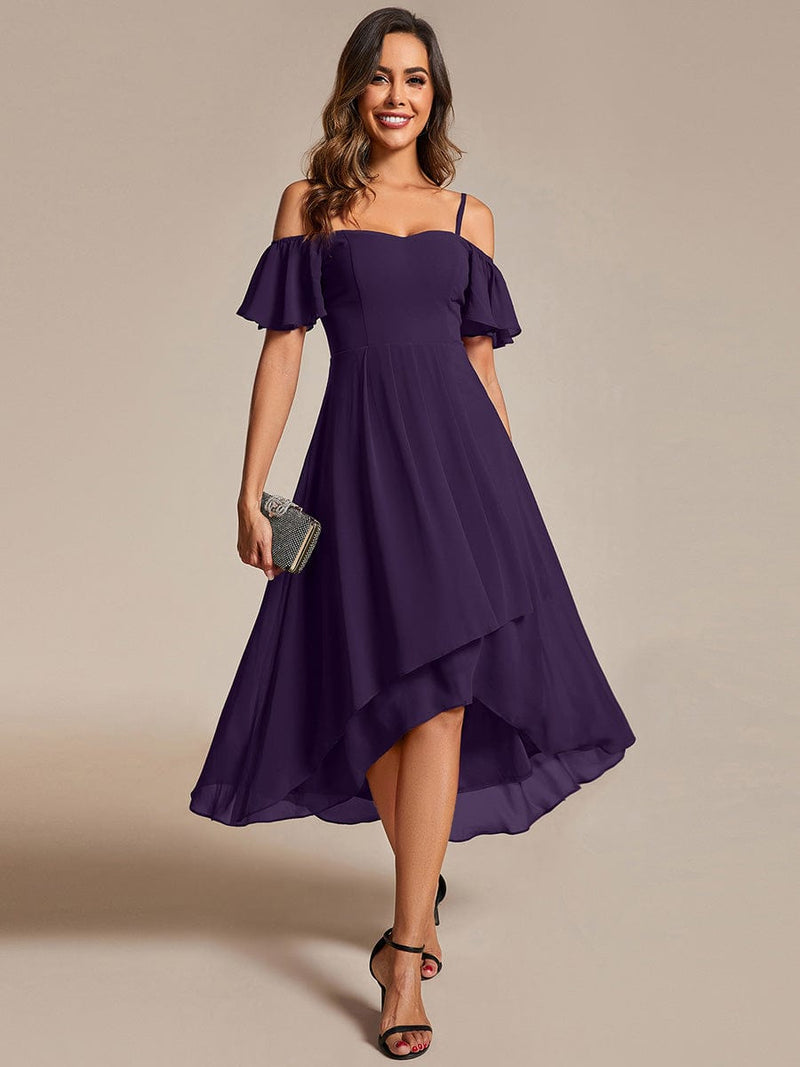 ever JORDANE|Spaghetti Strap Cold Shoulder Chiffon A-Line Midi Wedding Guest Dress