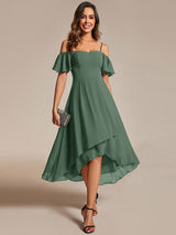 ever JORDANE|Spaghetti Strap Cold Shoulder Chiffon A-Line Midi Wedding Guest Dress