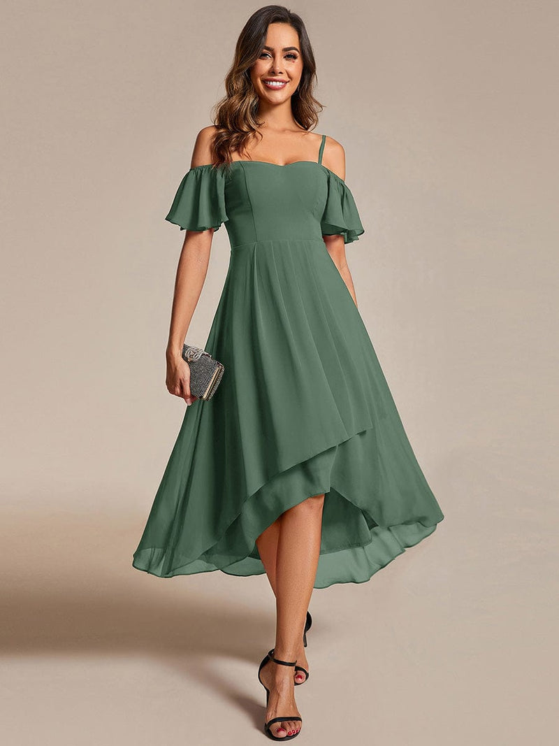 ever JORDANE|Spaghetti Strap Cold Shoulder Chiffon A-Line Midi Wedding Guest Dress