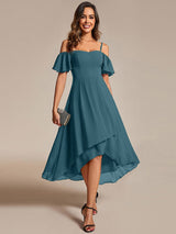 ever JORDANE|Spaghetti Strap Cold Shoulder Chiffon A-Line Midi Wedding Guest Dress