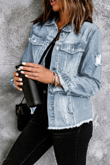 Raw hem denim jacket