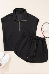 Half Zip Knit Short Set
