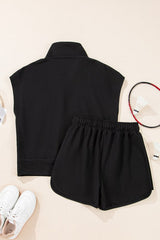 Half Zip Knit Short Set