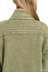 Half Snap Button Front Fleece Top