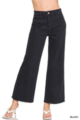Pants straight frayed hem