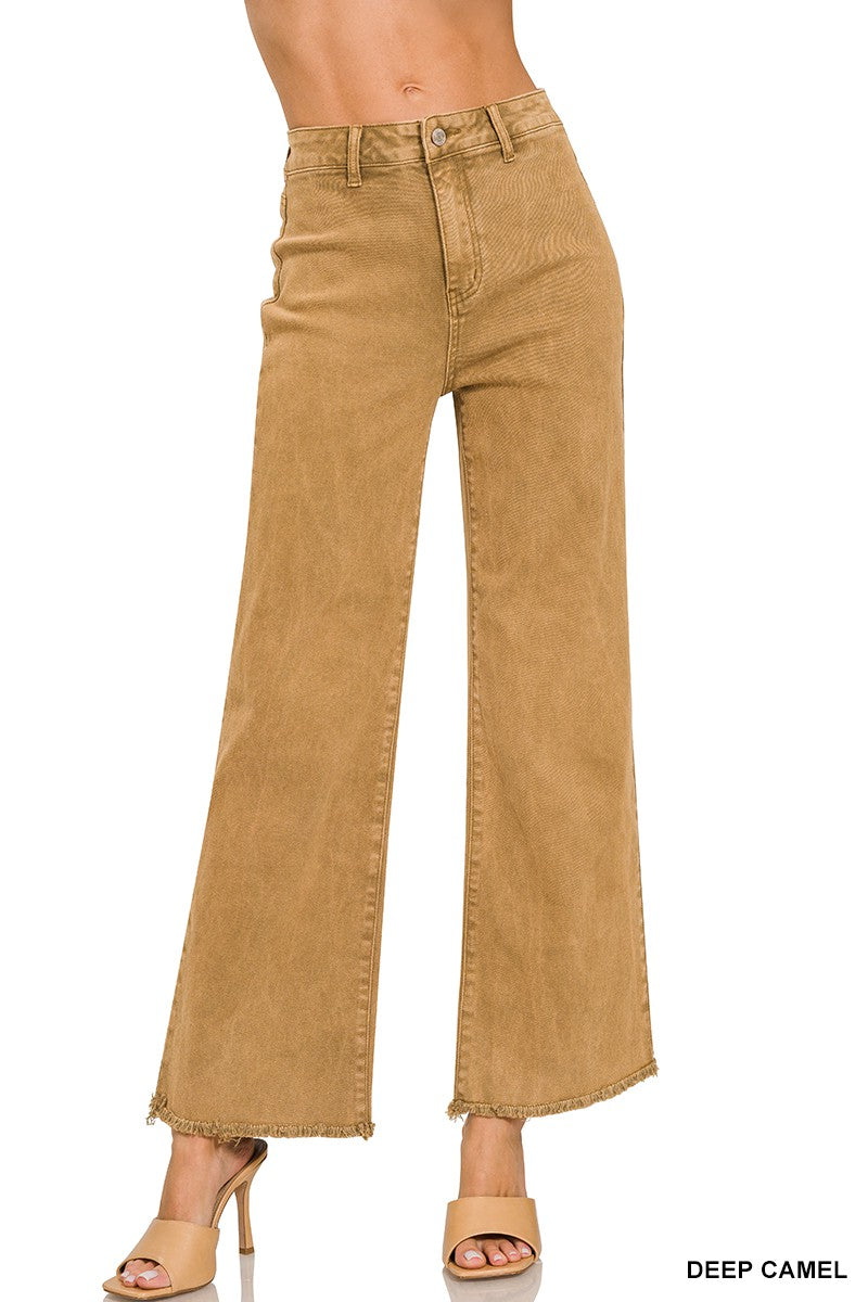 Pants straight frayed hem