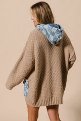 Cardigan checkered denim