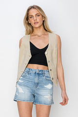 Vest V-neck button
