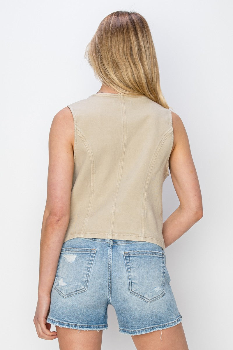 Vest V-neck button